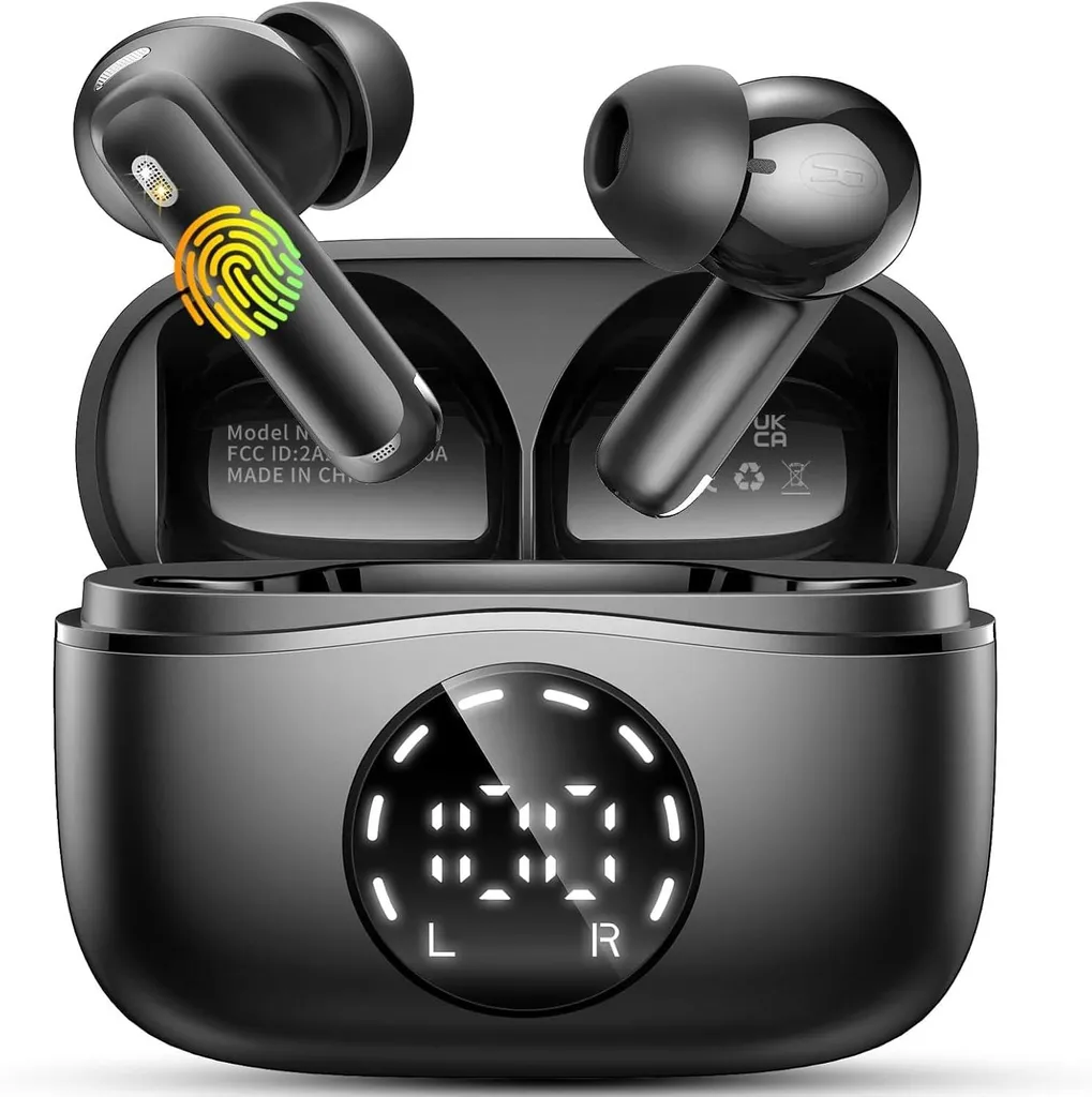 Bluetooth 5.4 In-Ear Kopfhörer 50 Std, Kabellos, Hi-Fi Stereo, 4 ENC Mikrofone, IP7 Wasserdicht, LED-Akkuanzeige, USB-C Schnellladung, Touch-Steuerung