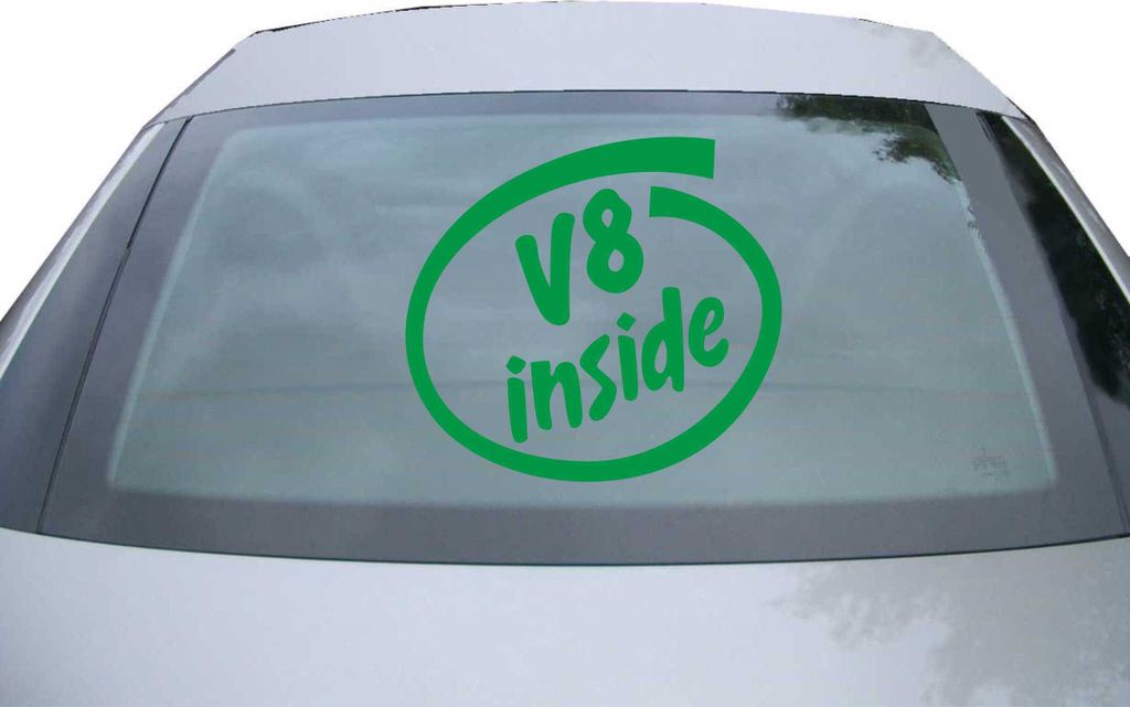 Indigos UG - Aufkleber Heckscheibe & Motorklappe DE2153 - grün - 600x549 mm - V8 inside - Auto Scheiben Fenster Heckklappe Tuning Racing JDM - Die...