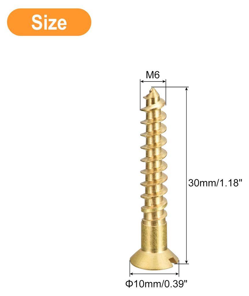 6 Stš¹ck Holzschrauben M6x30 mm Flachkopf Messing Selbstschneidende Schrauben mit Senkkopf Senkkopfschrauben fš¹r Bš¹roger?te Holzm?bel Holza...
