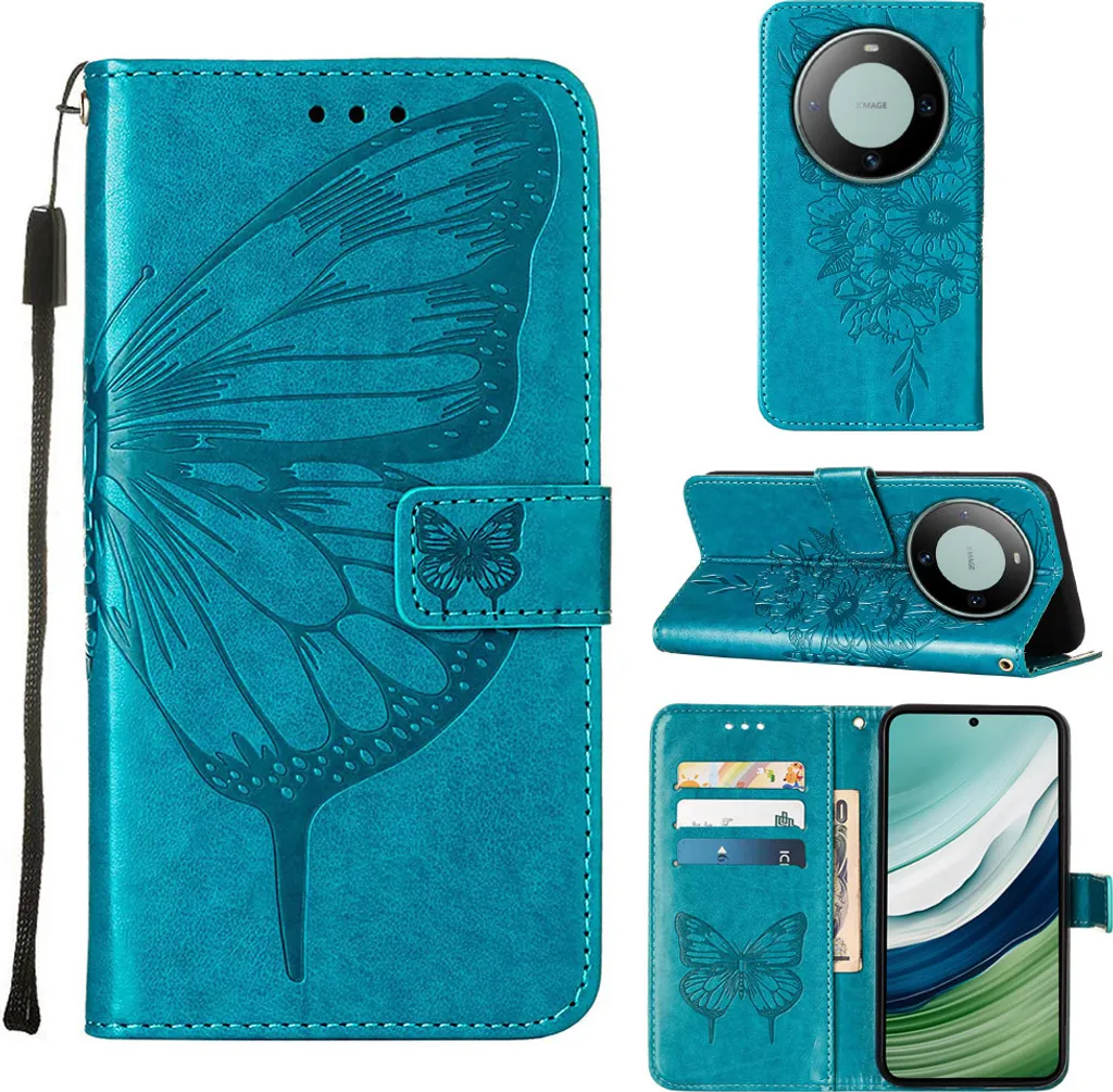 Custodia Trasparente Silicone TPU Per Huawei Mate 40 - Design Farfalla Blu, Anti-Urto E Anti-Graffio