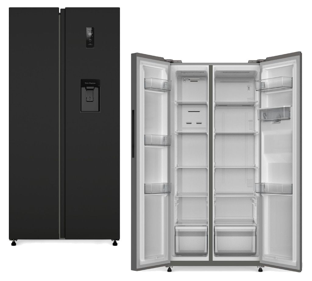 PKM Side by Side Kühlschrank NoFrost Schwarz Wasserspender Produktbild 