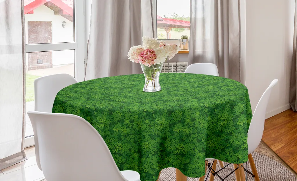 Tovaglia Rotonda ABAKUHAUS 150cm Verde Smeraldo Botanica Antimacchia