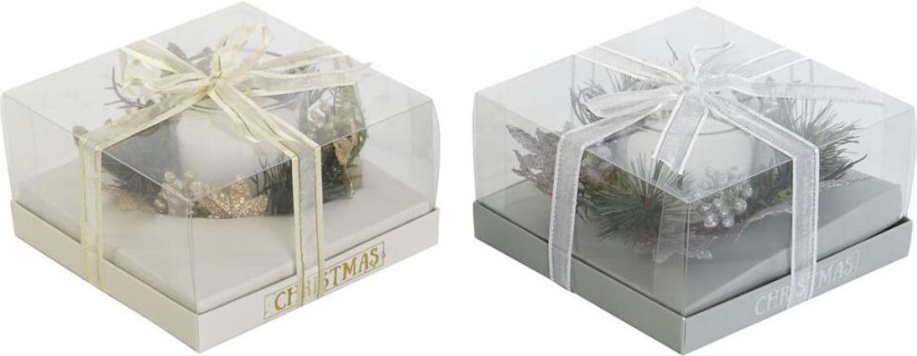 Kerze DKD Home Decor Gold Silberfarben Weihnachten 15 x 15 x 5 cm (2 Stück)
