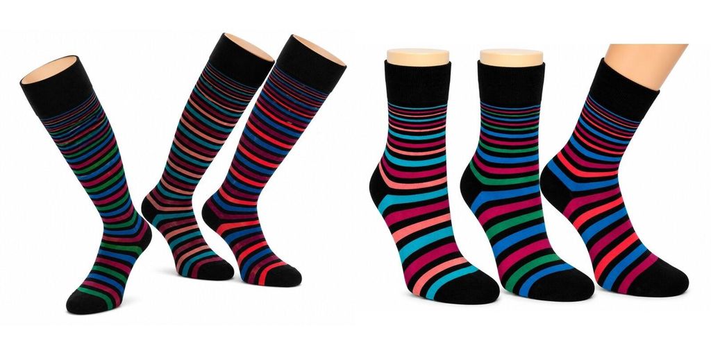 RS Harmony Bambussocken Kniestrümpfe Damen bunt Ringel Mix Produktbild 