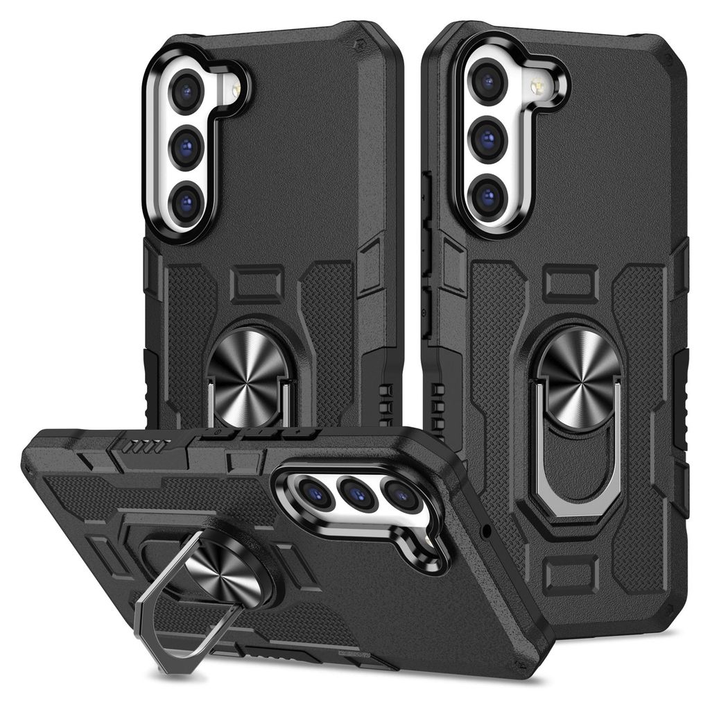 Galaxy S22+ 5G Hülle, Dual Layer Robuste Rüstung Ringhalter Ständer Schutzhülle für Samsung Galaxy S22 Plus 5G Schwarz