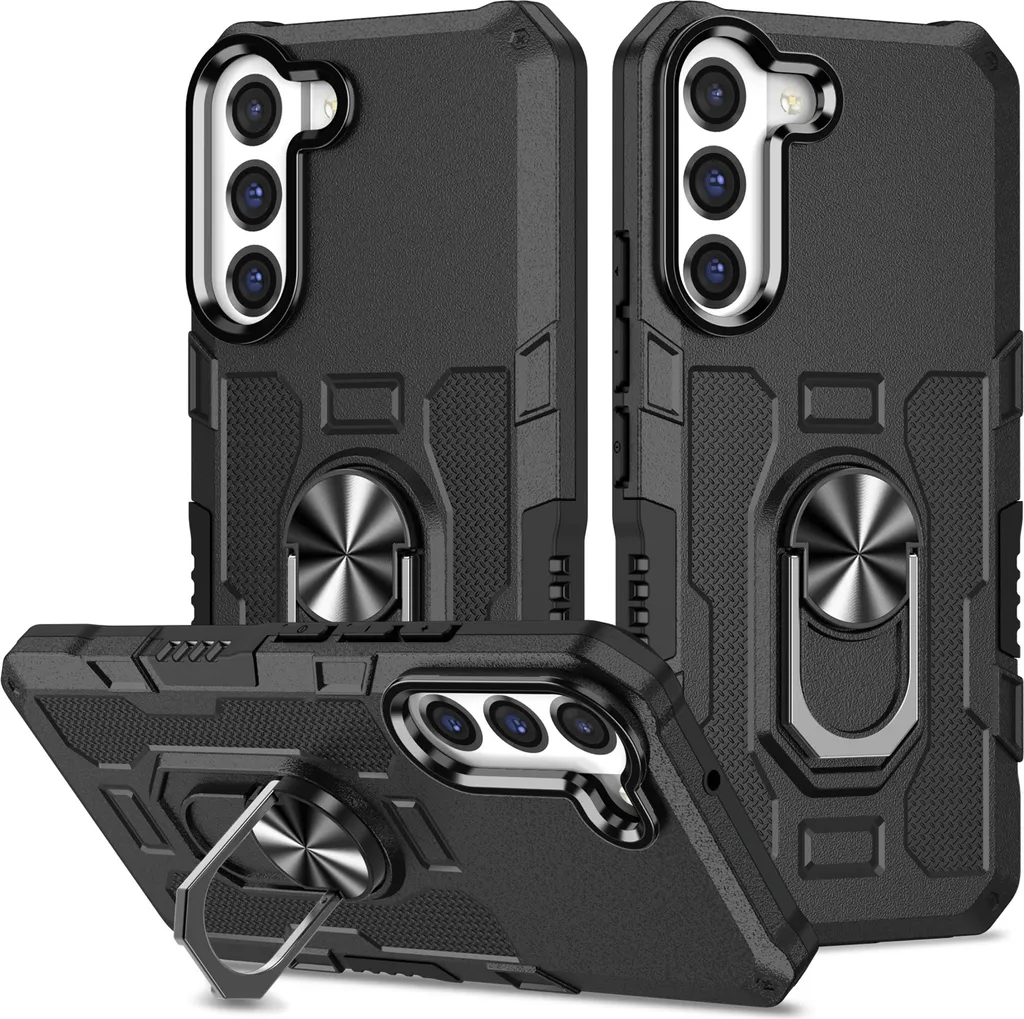 Galaxy S22 5G Case, resistente custodia a doppio strato con supporto ad anello e supporto per Samsung Galaxy S22 5G nero