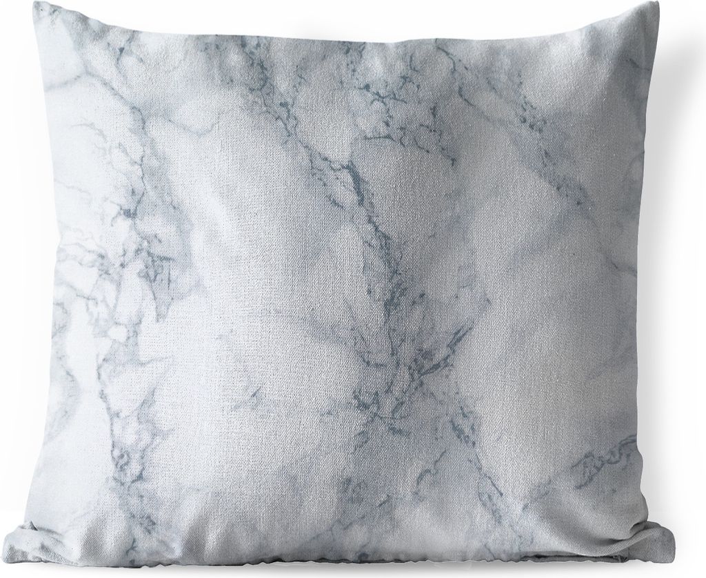 MuchoWow Outdoor Kissen - Marmor - Weiß - Grau - 45x45 cm - Wetterfest - Lounge Kissen - Fotokissen - Dekoratives Kissen
