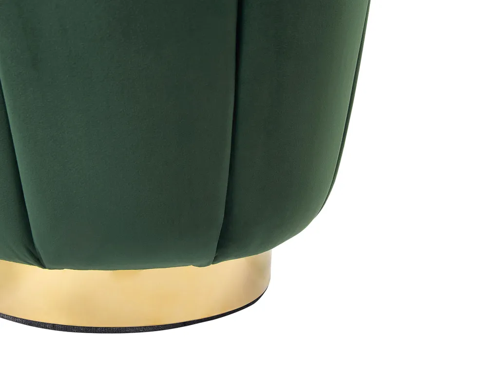 Pouf vert velours et or : la solution déco pour un salon chic et rangé
