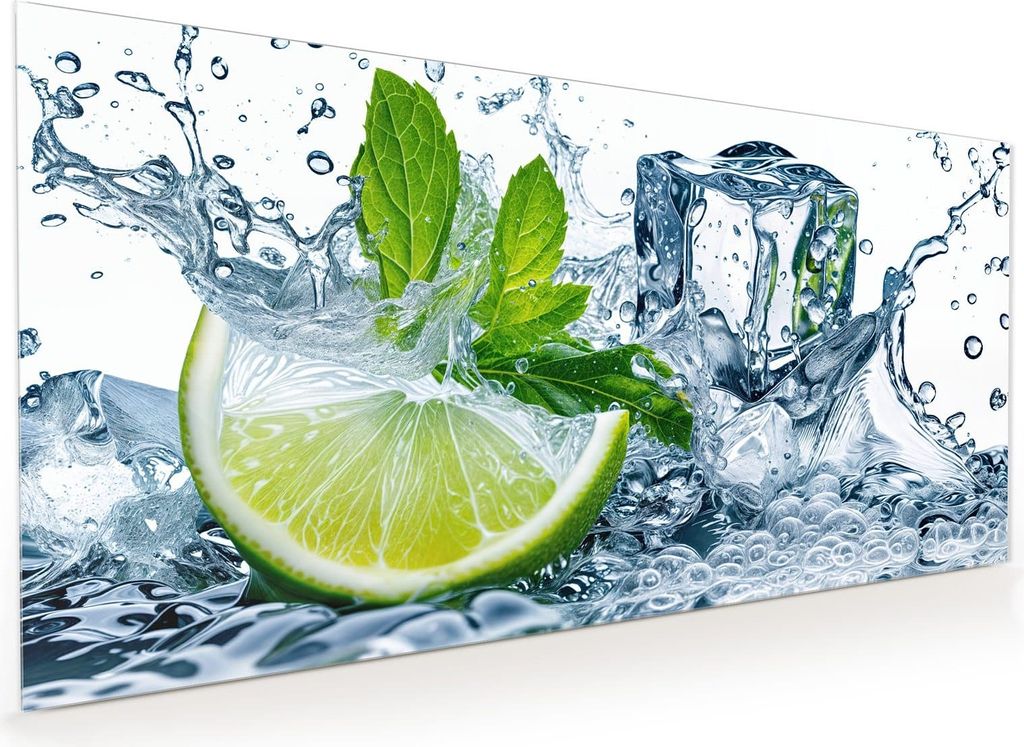 Küchenrückwand Spritzschutz Glas mit Motiv Limettenspritzer 40 x 40 cm