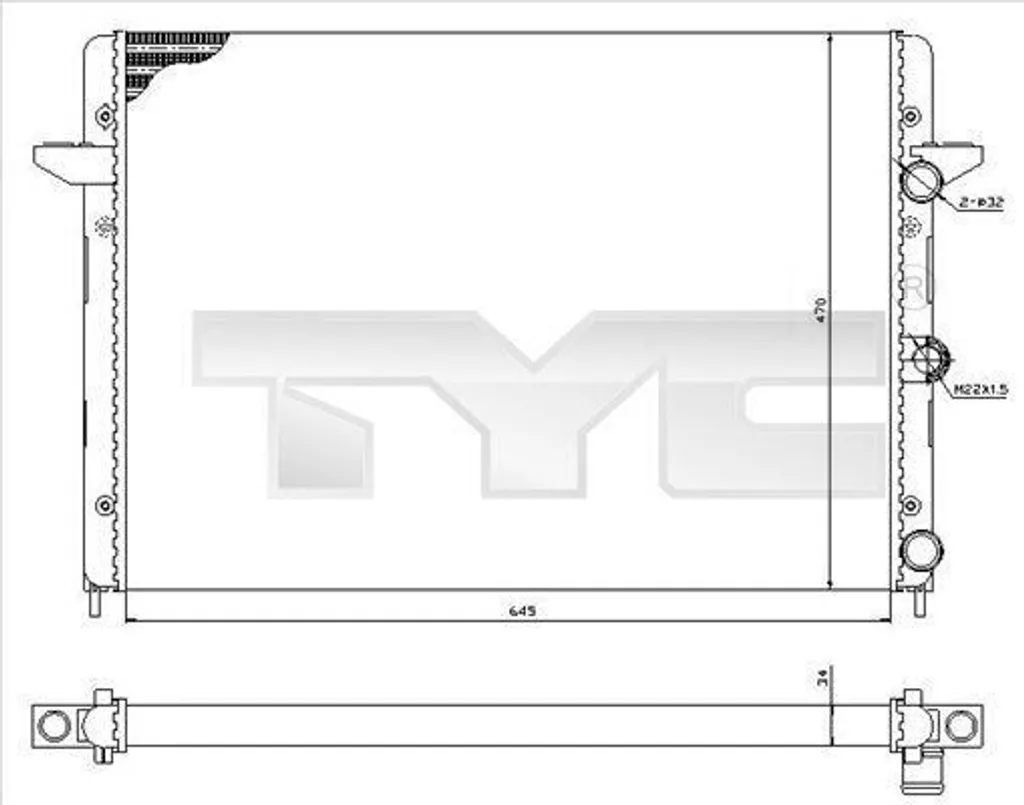 TYC 737-0005 Radiateur Moteur OE 7M0121253D pour Galaxy et Sharan