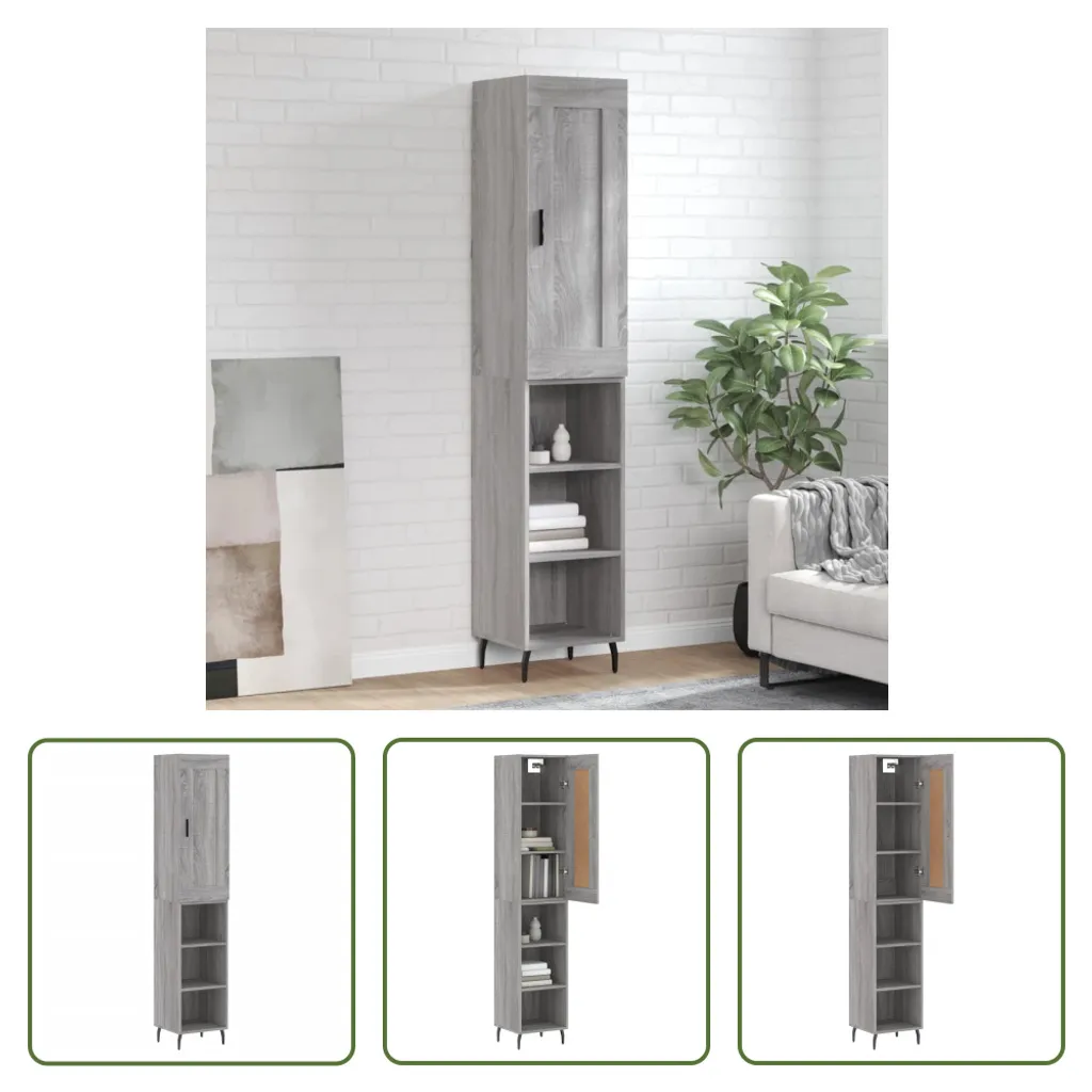 Credenza Grigio Sonoma 180cm: Mobile a Colonna Salvaspazio in Legno