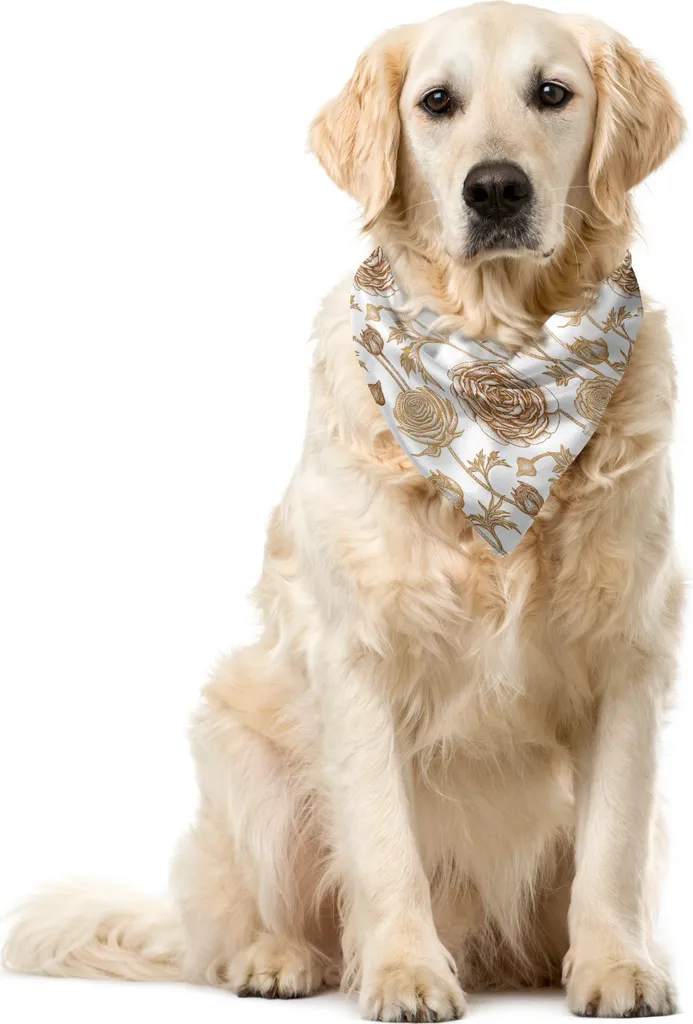 ABAKUHAUS Bandana per animali domestici marrone e bianca, Vintage Buttercup, 40x40 cm, Pale Brown White