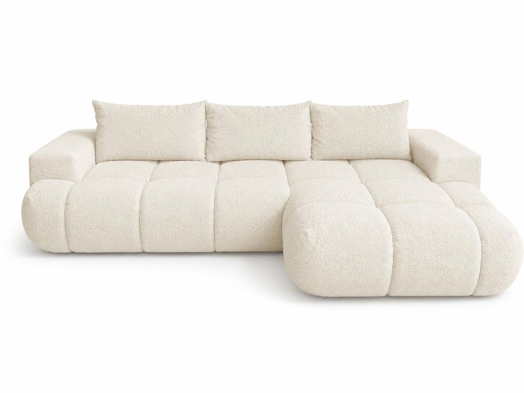 Ecksofa BUBBLE in Creme mit Schlaffunktion & Ottomane Produktbild  KI-generiertes Bild