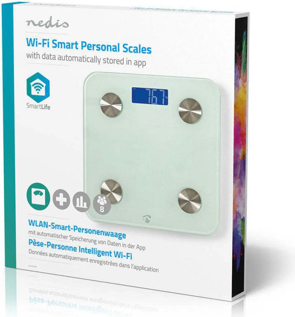 Balance Impédancemètre WLAN Nedis 8 Mémoires Verre Blanc iOS Android - 13