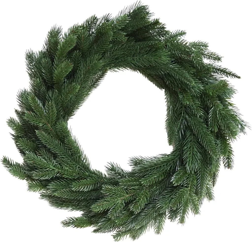 Couronne de sapin sans perte d'aiguilles BORDINO - Vert naturel 60 cm