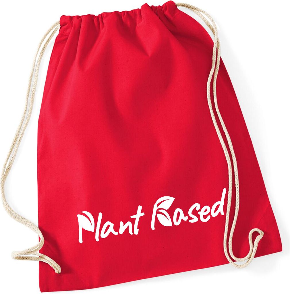 Huuraa Turnbeutel Plant Based Blätter 12 Liter Classic Red Baumwolle Rucksack Geschenkidee