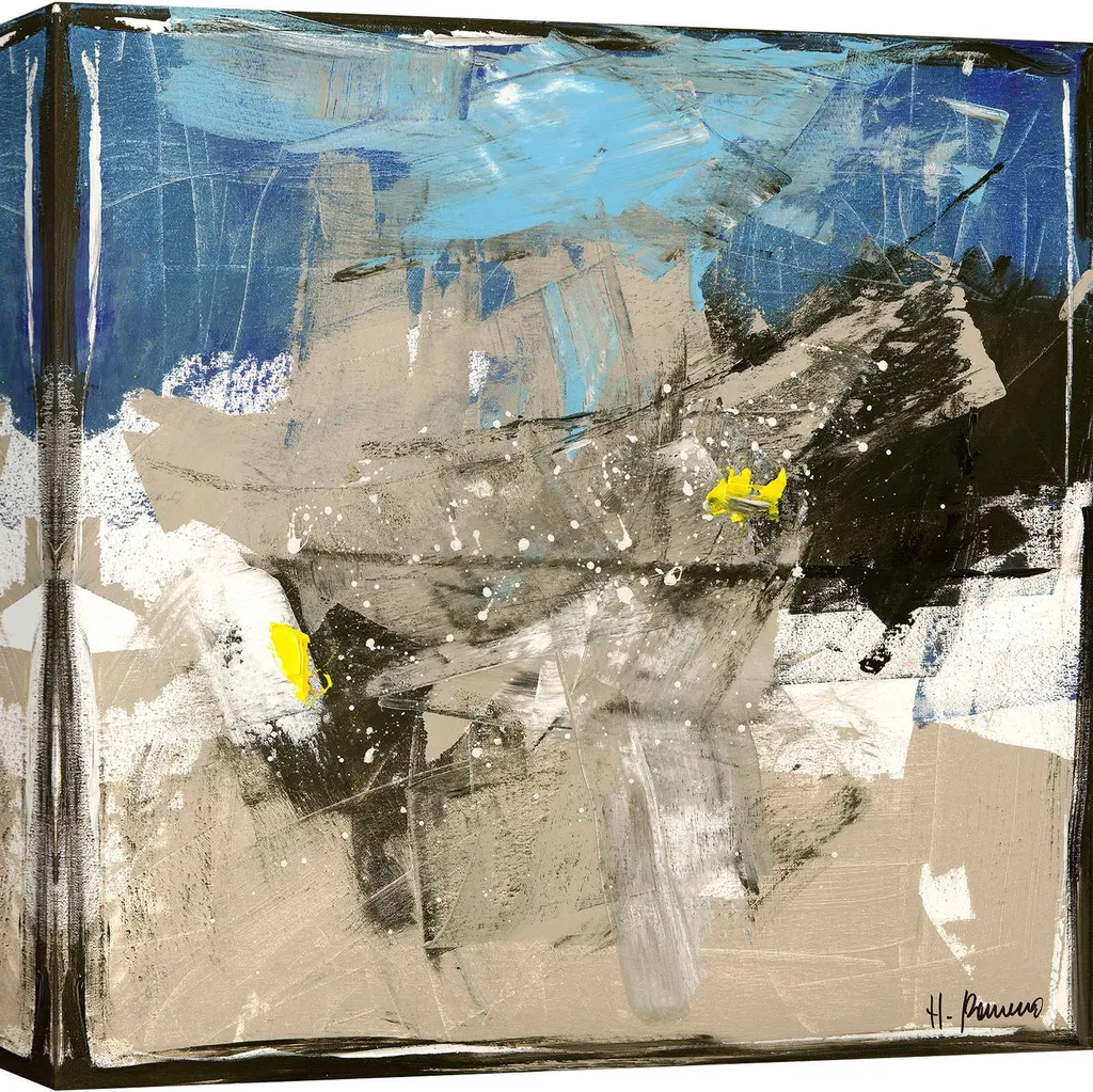 Toile abstraite grise et noire Gray Iron, peinture moderne carrée