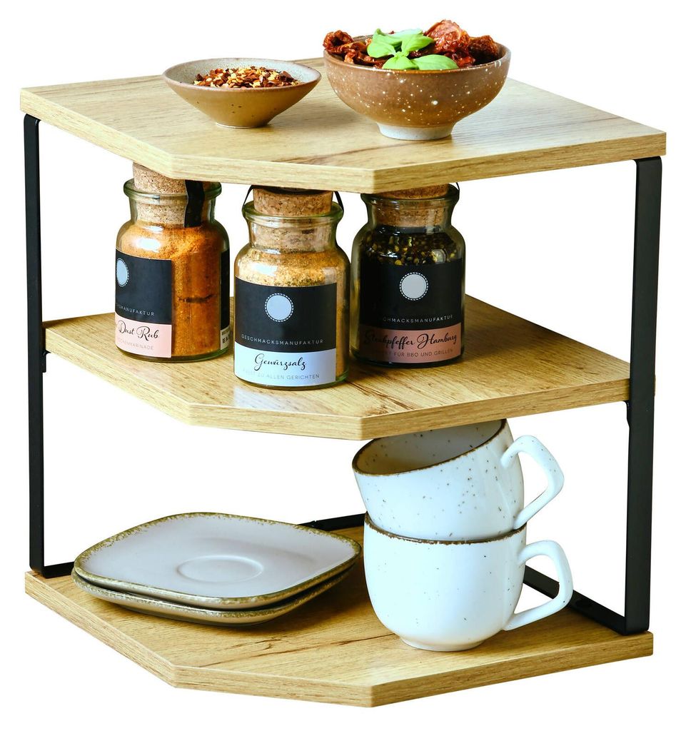 Narożna półka kuchenna z trzema półkami, 26 x 28 cm Zdjęcie produktu 