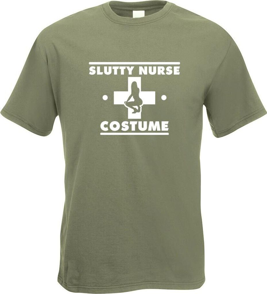 Kiwistar - T-Shirt - Olive - Slutty Nurse Costume Outfit Motiv Bedruckt Funshirt Design Print - mit Motiv Bedruckt - Funshirt Design - Sport - Frei...