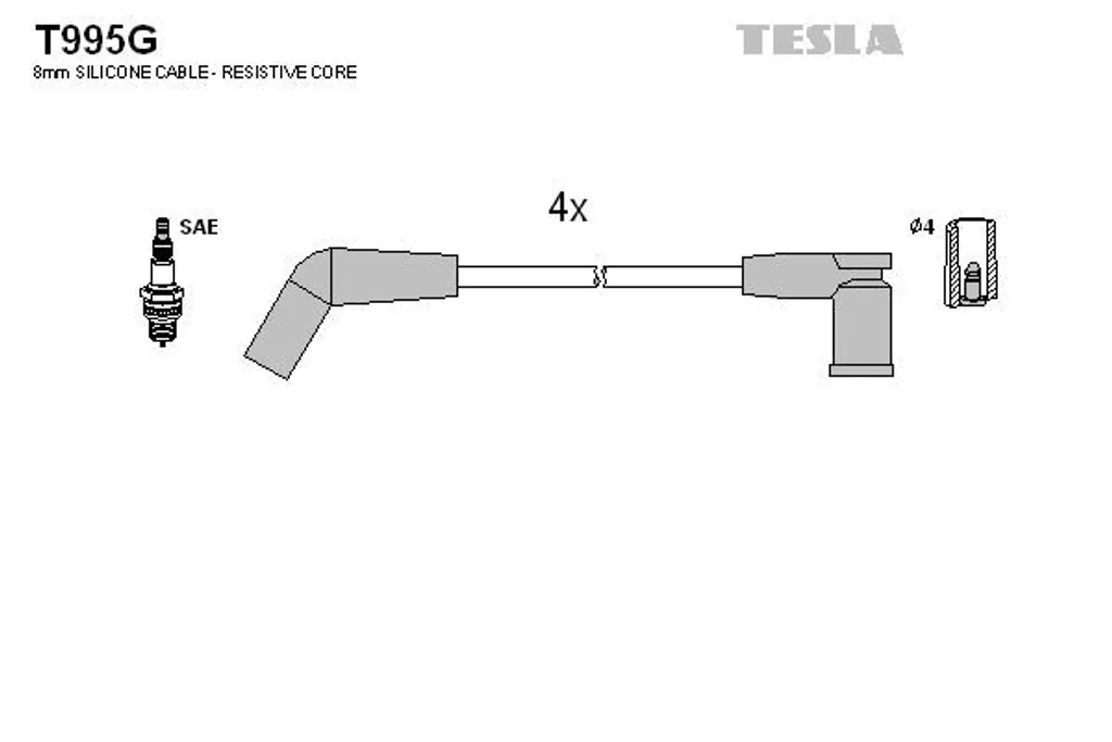 Câbles d'allumage TESLA T995G en Silicone pour Ford Fiesta IV/KA/Escort VI