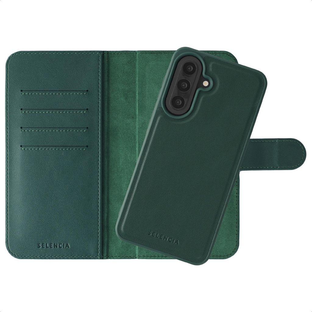 Selencia Olyn abnehmbares Bookcase mit MagSafe für das Samsung Galaxy A57 (5G) – Grün
