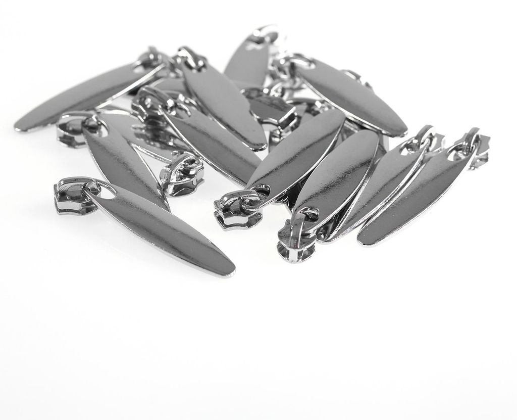 4 Zipper für Spiralreißverschluss, 5mm, non lock, silber