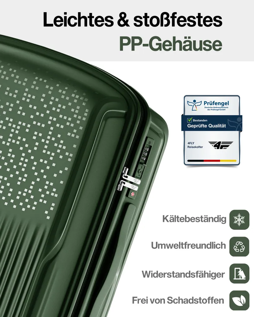 Valises cabine rigides 4FLY Pixel en polypropylène Vert Foncé - Lot de 2