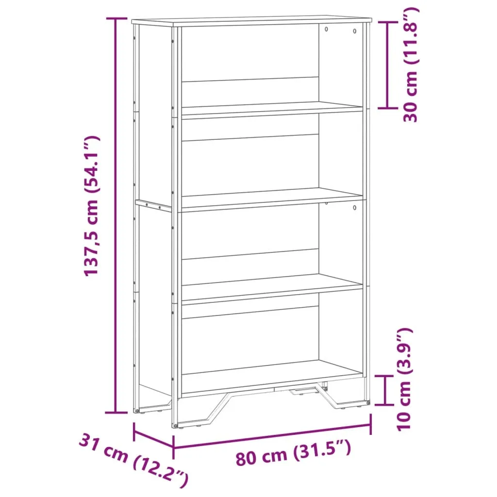 VidaXL Librerie 2 Pezzi Impilabili: Modulo 30x30x80 Cm In Truciolato Rovere Fumo, Contenitore Modulare