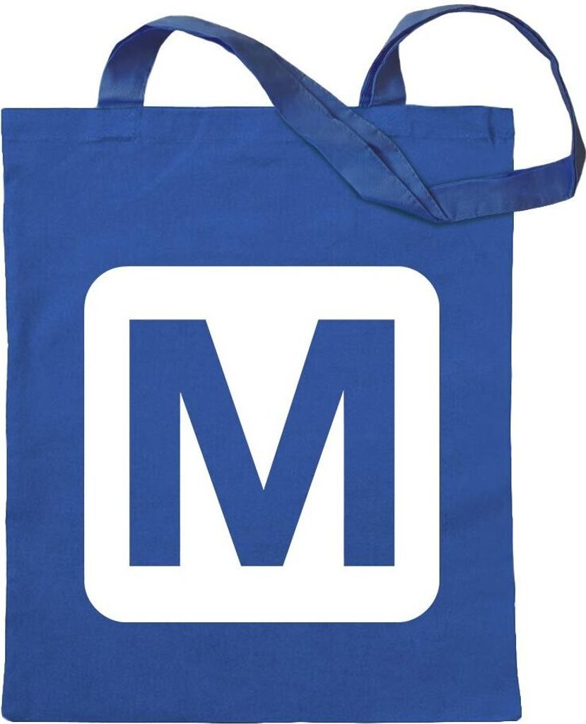 Kiwistar - Baumwolltasche - royalblau - Metrostation Haltestelle Pikto - Tragetasche Stoffbeutel Umhängetasche Langer Henkel