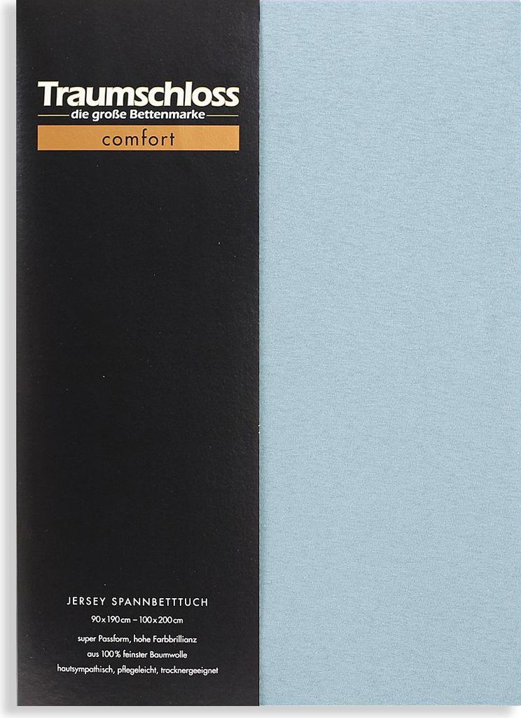 Traumschloss Comfort Jersey Spannbettlaken 90-100 x 200 cm mittelblau 100% Baumwolle