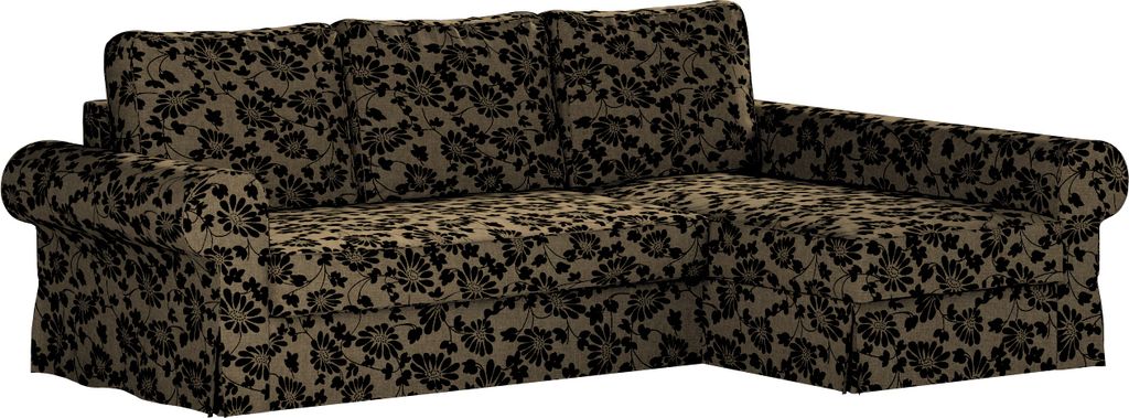 Dekoria Bezug für Backabro Bettsofa / Recamiere, beige-schwarz, Bezug für Bettsofa Backabro mit Recamiere