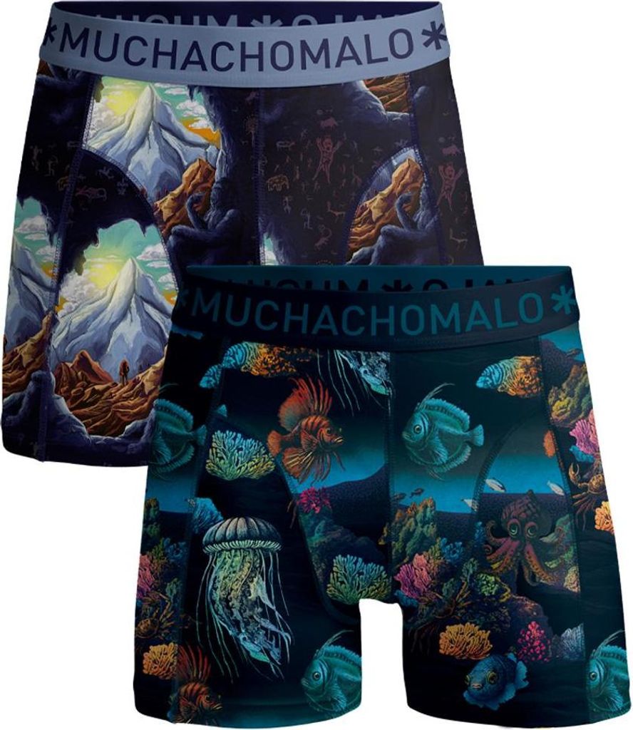 Muchachomalo Herren Boxershorts – 2er Pack – Baumwolle Stretch – Bequeme Unterwäsche – Größe M - DEEPSEAMOUNTAINTOPS1010-04
