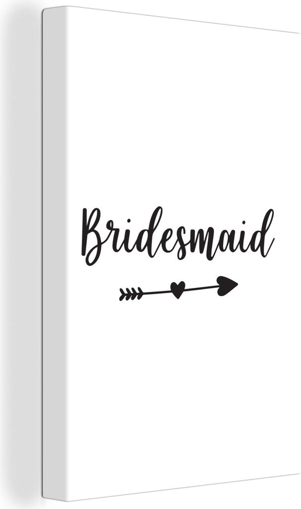 OneMillionCanvasses - Leinwandbilder - 90x140 cm, Pfeil durch ein Herz mit dem Wort "Bridesmaid" auf einem weißen Hintergrund, Wandbilder Kunstd...