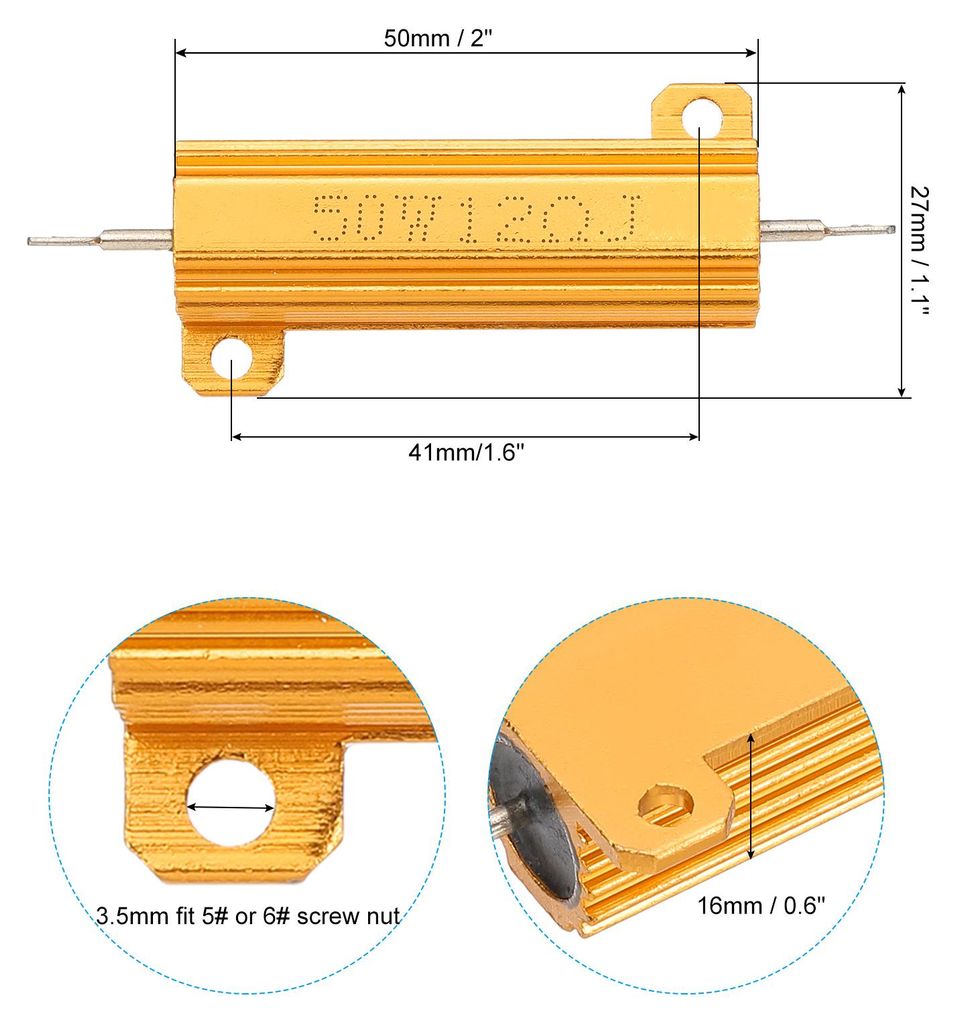5 Stk 50W 12 Ohm 5% Toleranz Aluminium Geh?use Drahtwiderst?nde Widerstand Sortiment Drahtgewickelte Widerst?nde SchraubenTap NetzWiderstand fš¹r...