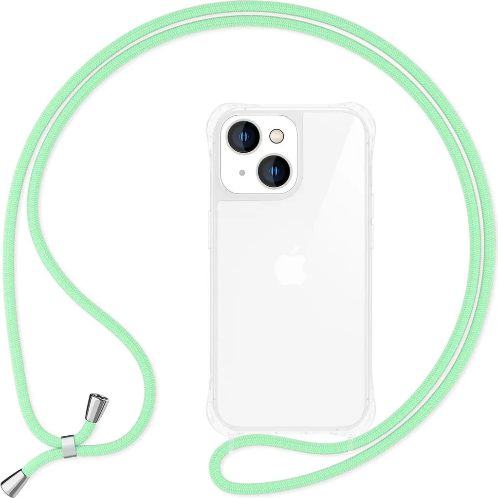 Cover Collana iPhone 15 Plus Verde Menta - Accessorio Crossbody Chic