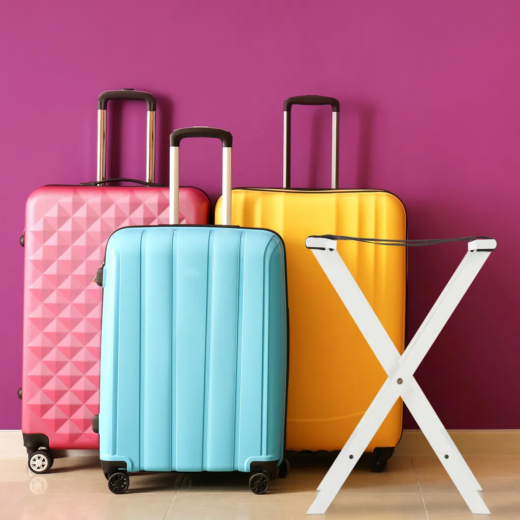 Support valise blanc pliable Relaxdays robuste avec sangles résistantes - 2