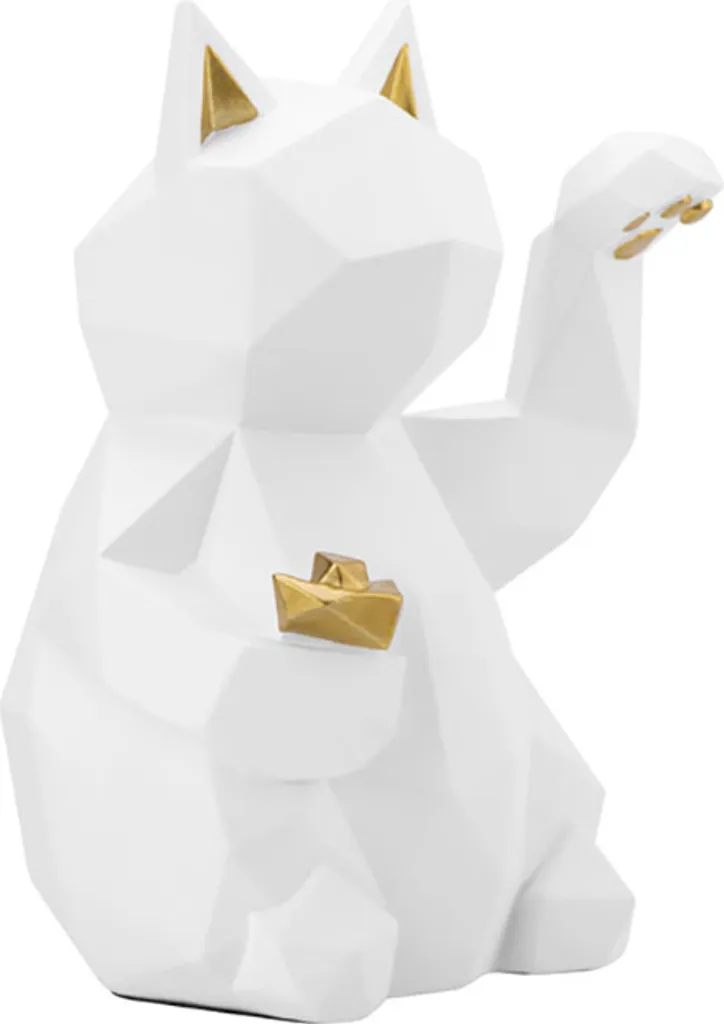 Statue Maneki-neko Chat de la Fortune Moderne Blanc pour Salon Design - 2