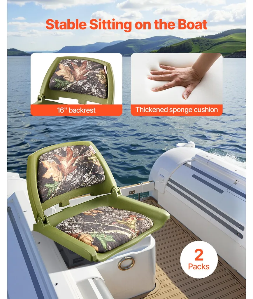 Siège bateau pour chasse et pêche - Modèle camouflage tout confort