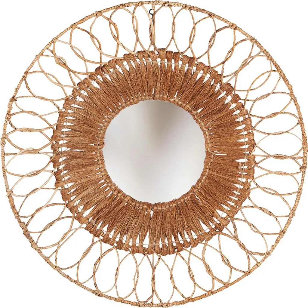 Miroir artisanal marron en coco et bananier 80x80 cm - Look Nature