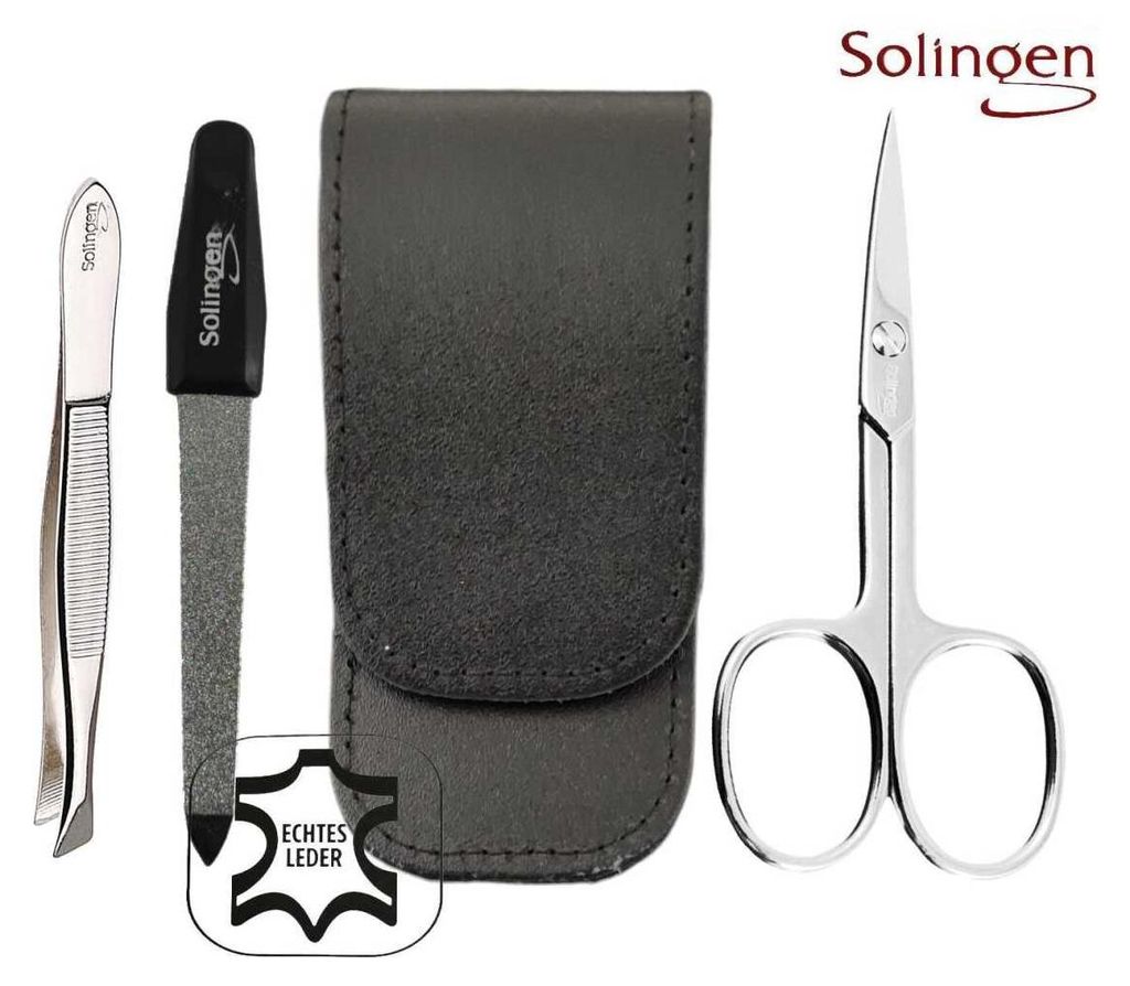3-teiliges Solingen Maniküre Set mit Leder Etui, Produktbild 