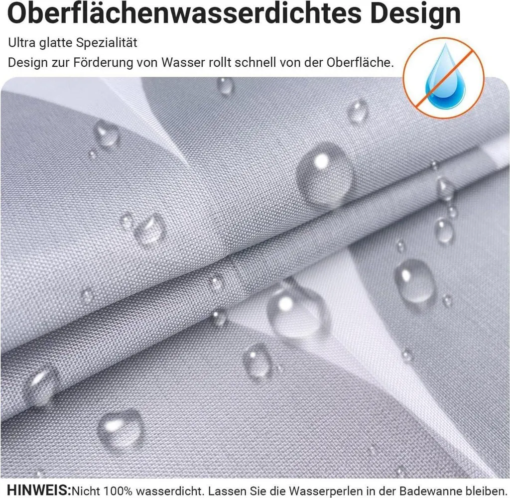 Rideau de douche Water Droplets 180x200cm anti-moisissure et lavable - 2