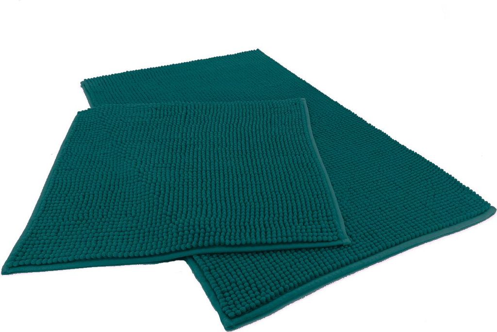 heimtexland Badvorleger Chenille Super Flauschig Saugstark Badteppich Badematte Typ771 Smaragd Set 45x50 / 50x80 cm
