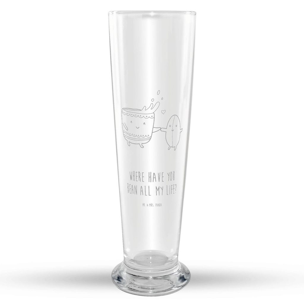 Mr. & Mrs. Panda Bierglas Kaffee Bohne - Transparent - Geschenk, Glück, Weizenbier Glas, Mr Mrs Weizenglas, Kaffeebohne, Zufriedenheit, Genuss, We...