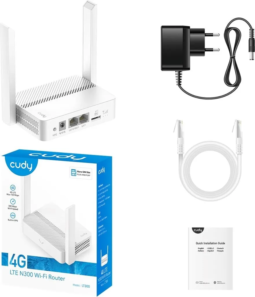 Modem Router 4G Cudy LT300 N300 - Ideale per Videosorveglianza e SIM - 4