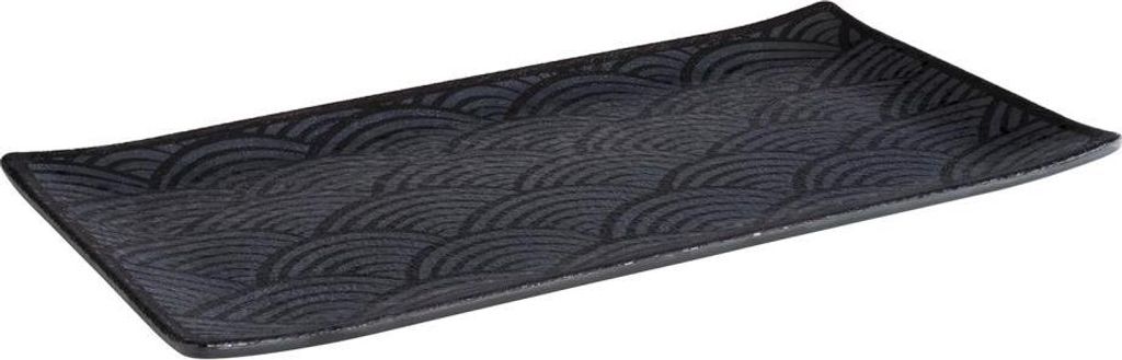 APS 84902 GN 1/3 Tablett DARK WAVE, 32,5 x 17,6 cm, Höhe 2 cm, Melamin, schwarz/Wellendekor