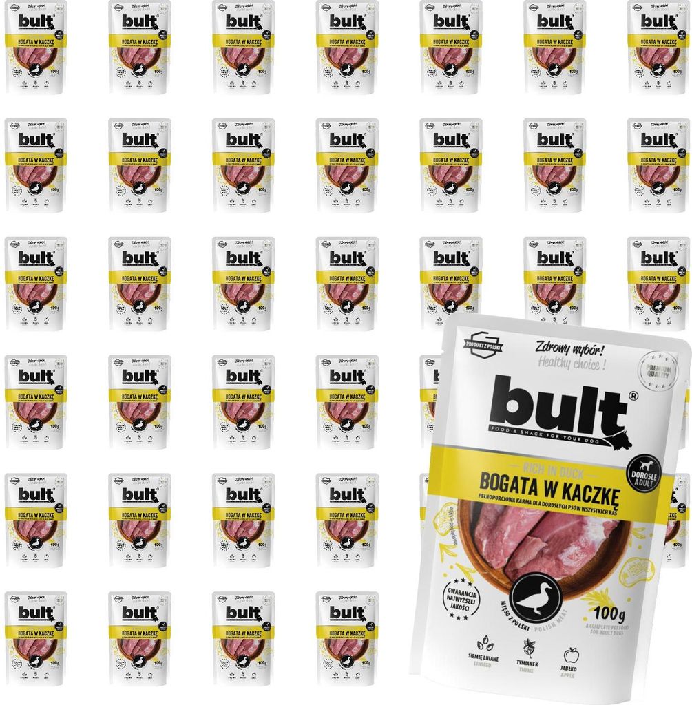 BULT | Hundefutter - Ente - 4kg - Nassfutter - 40x100ml - Entenfutter - Feuchtegehalt 79% - Nassfutter Hunde