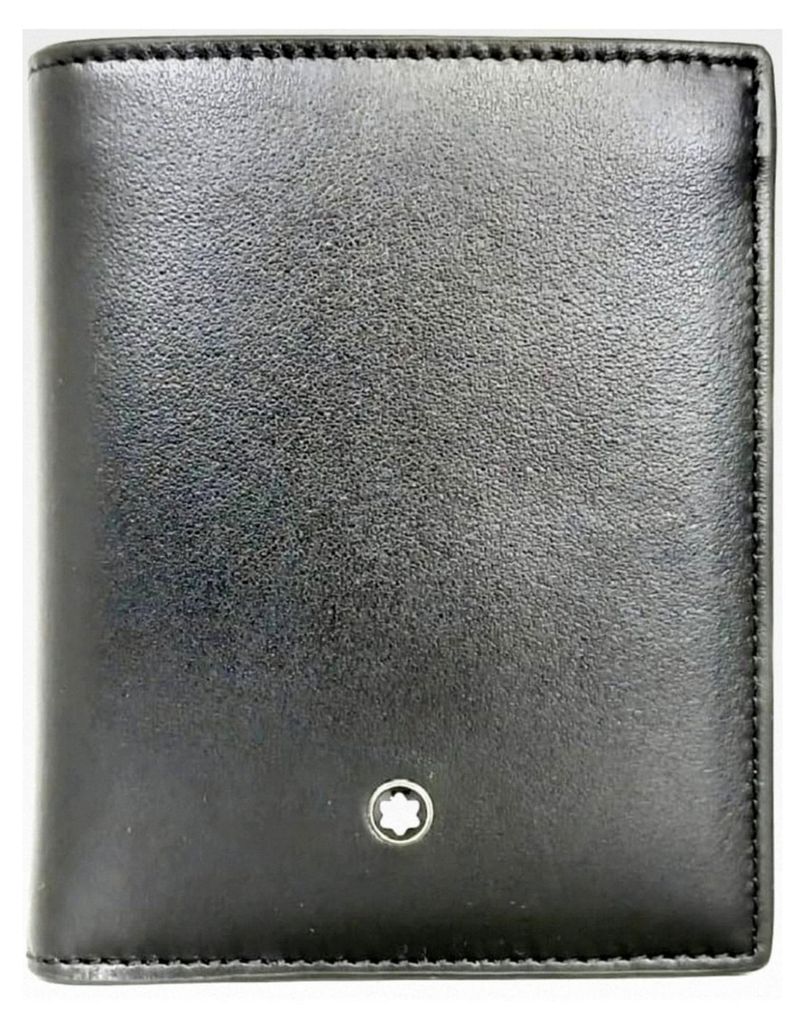 Kompakte Brieftasche 6 cc aus Leder in Schwarz