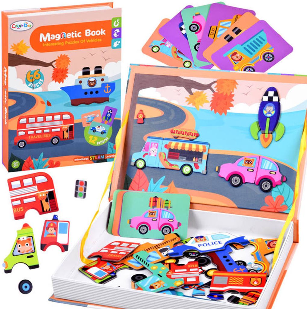 Magnetisches Puzzlebuch FAHRZEUGE 66 Teile ZA3767