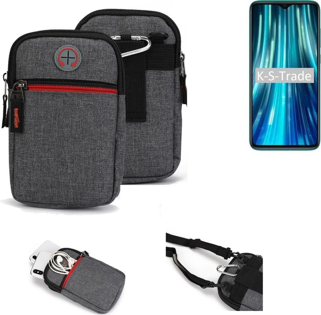K-S-Trade Holster Gürteltasche kompatibel mit Xiaomi Redmi Note 8 Pro Handy Tasche Schutz Hülle grau Zusatzfächer 1x