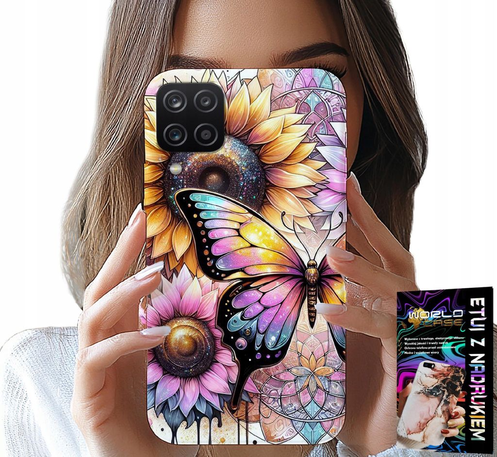 Etui Für Samsung Galaxy A22 5G - Sonnenblume Mit Schmetterling, Etui + Folie